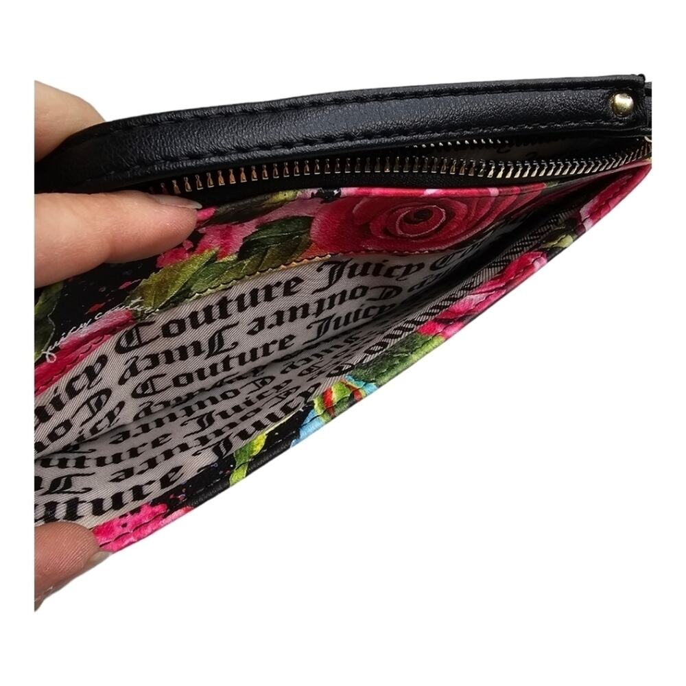 Juicy Couture Black Multi Rose Gothic Logo Stripe Wristlet - Picture 8 of 8